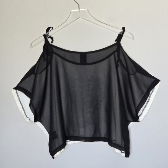 Lip Service Punk Alt Emo Skull Rose Cropped Tank Mesh Cold Shoulder Edgy Goth S - Picture 11 of 12